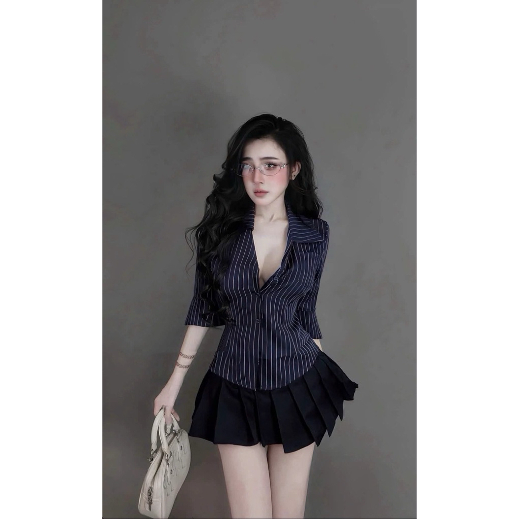 A12 • [ CHỈ LẺ ÁO ] • Áo SơMi Tay Lửng Thiết Kế • NA TÍM Clothing