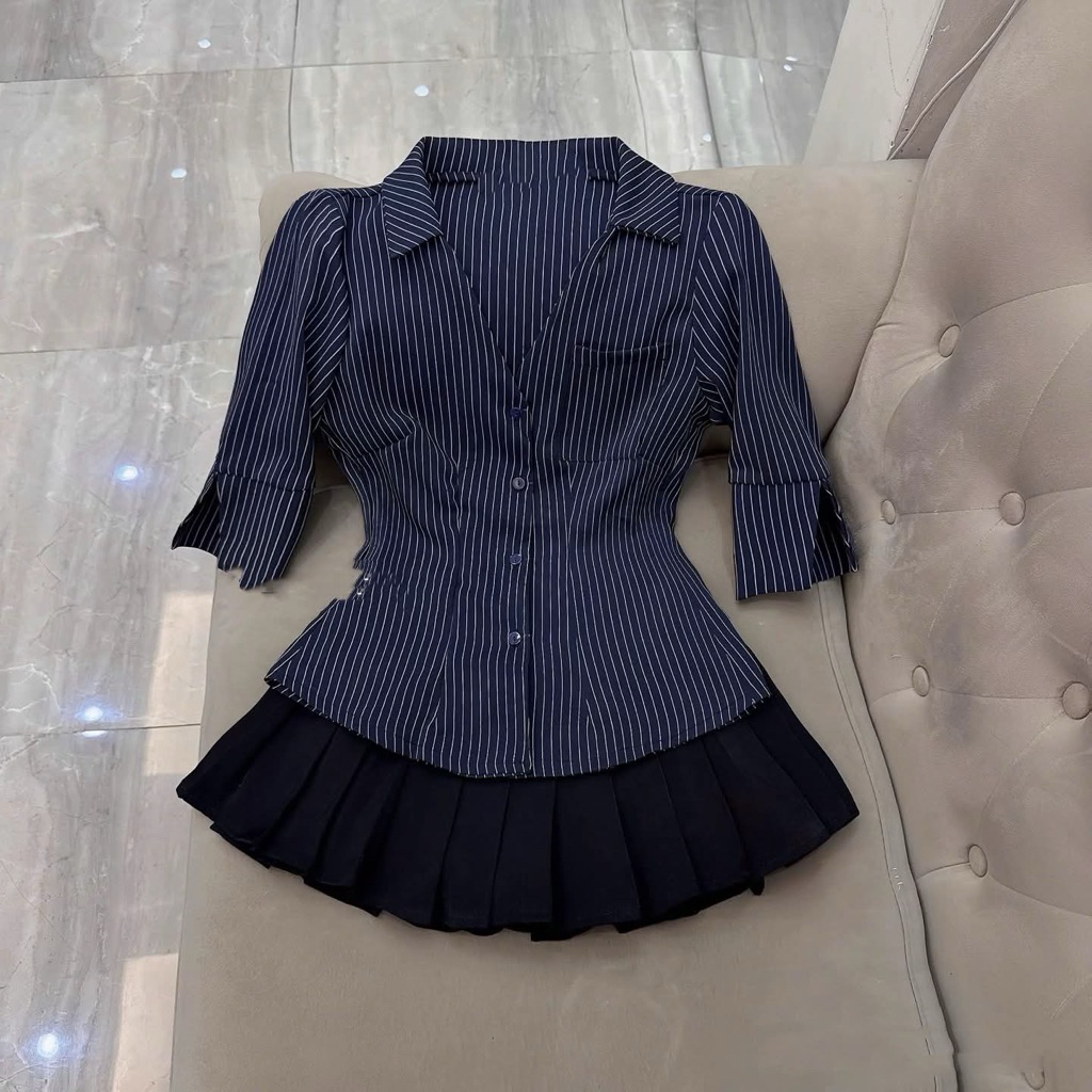 A12 • [ CHỈ LẺ ÁO ] • Áo SơMi Tay Lửng Thiết Kế • NA TÍM Clothing