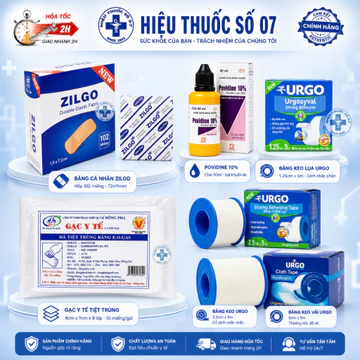 Băng keo cá nhân Zilgo Urgo | Băng gạc y tế | Gạc y tế | Băng gạt sơ cứu sát khuẩn Povidine