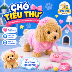 Đồ Chơi Chó Tiểu Thư Biết Đi Phát Nhạc Quẩy Đuôi Dễ Thương Đáng Yêu Cún Mặc Áo Hồng - Đồ Chơi PUPU HOUSE
