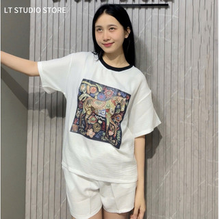 LT - Set bộ đũi quần short đũi, mix áo hoạ tiết thổ cẩm cộc tay free size 1692