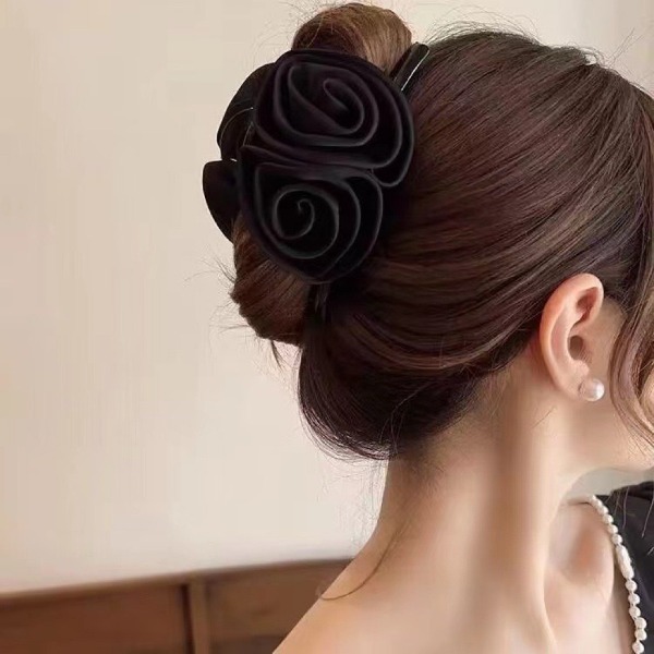 Kẹp tóc hoa hồng lụa đôi cao cấp fom đẹp