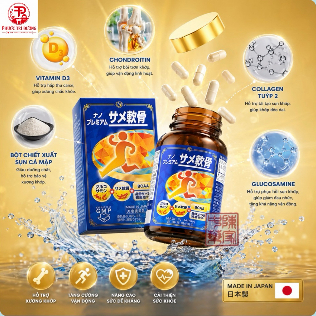 [Liệu Trình MUA 3 GIẢM 10%] Viên uống Sụn Vi Cá Mập Nano Premium Shark Cartilage Nhật Bản (Hộp 150 viên)