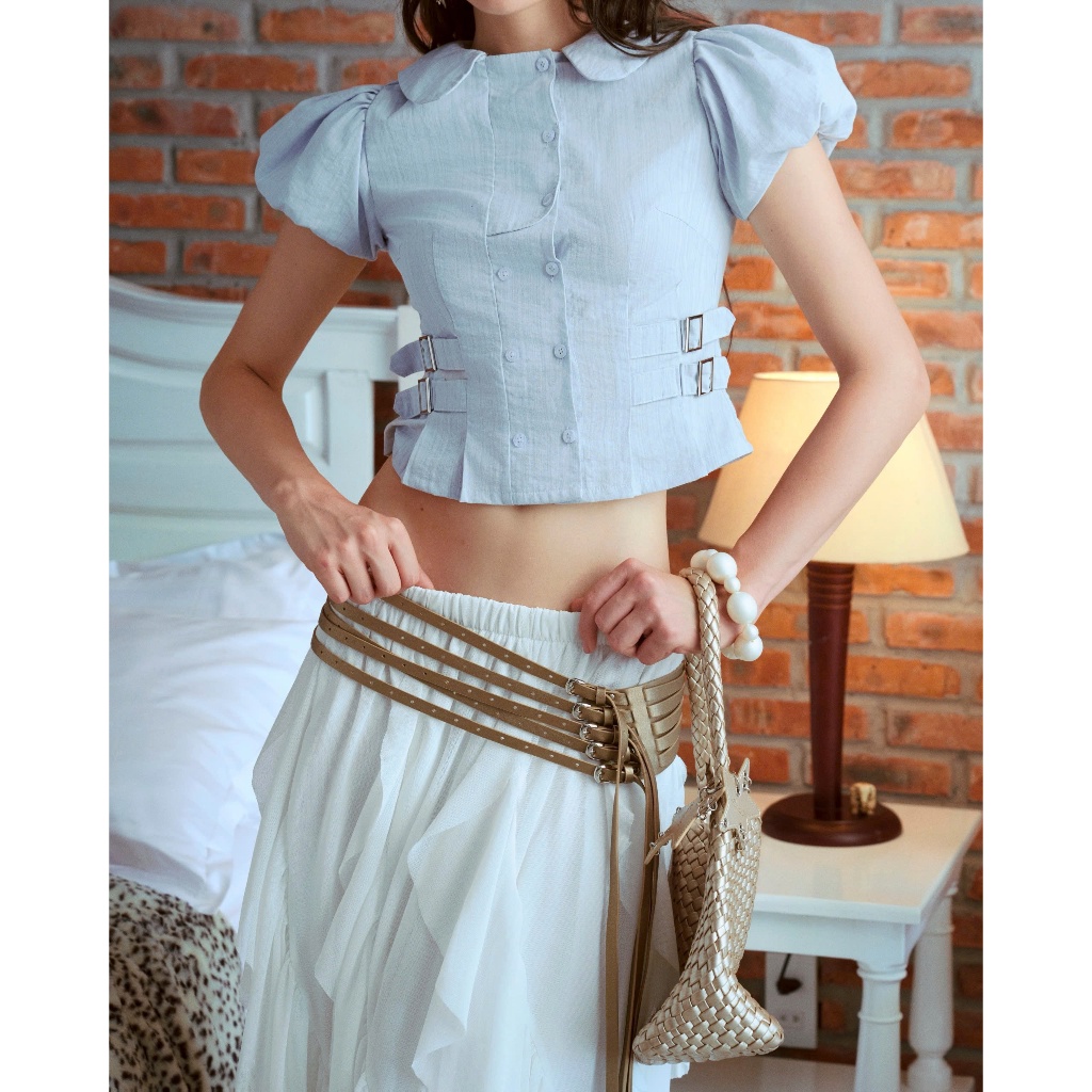 Lottie Top - Remmus | Áo tay bồng vải sọc phối đai eo - BST SUMMER SLUMBER