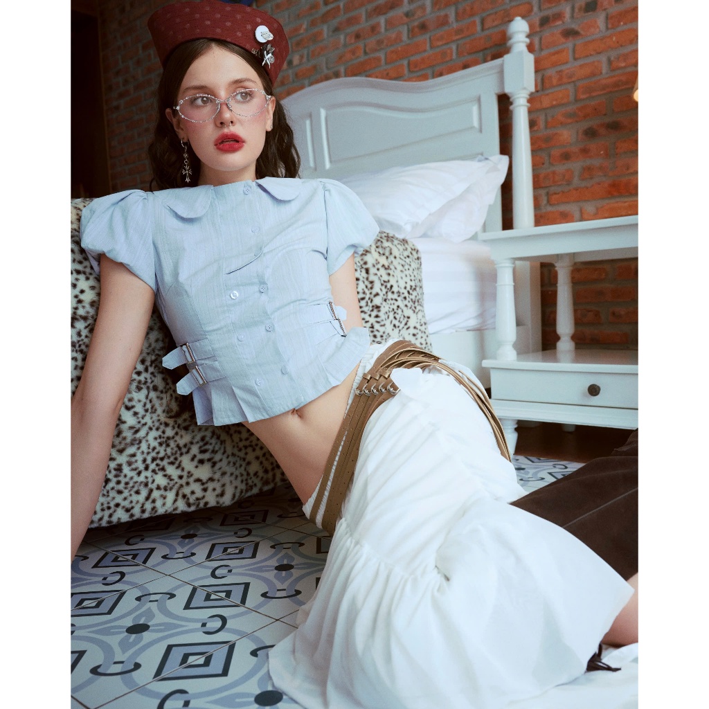 Lottie Top - Remmus | Áo tay bồng vải sọc phối đai eo - BST SUMMER SLUMBER