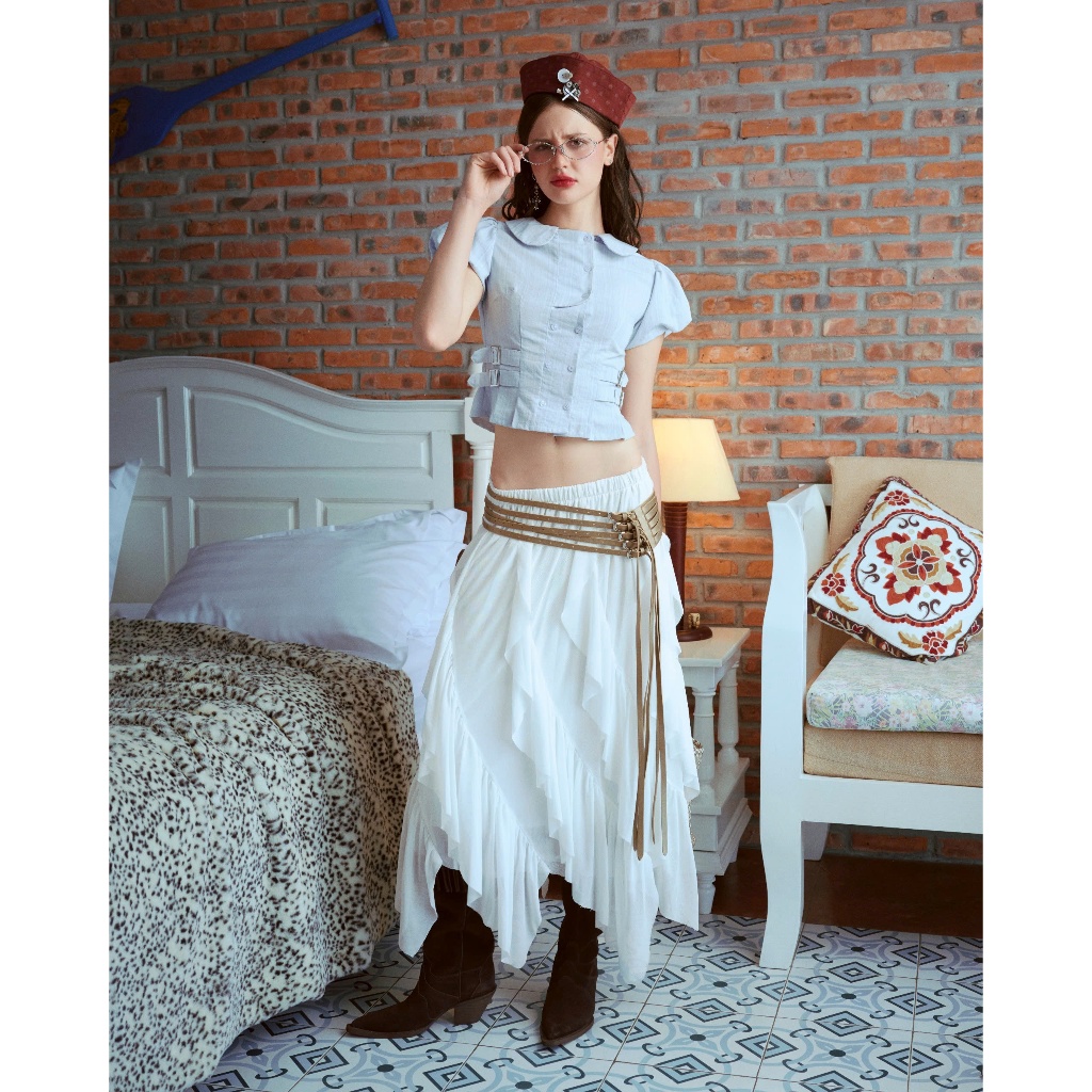 Lottie Top - Remmus | Áo tay bồng vải sọc phối đai eo - BST SUMMER SLUMBER