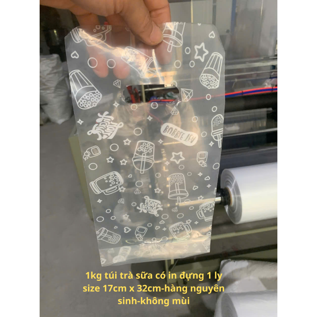 1kg túi trà sữa đựng 1ly có in size 17cm x 32cm-hàng nguyên sinh-không mùi(108-115 túi)