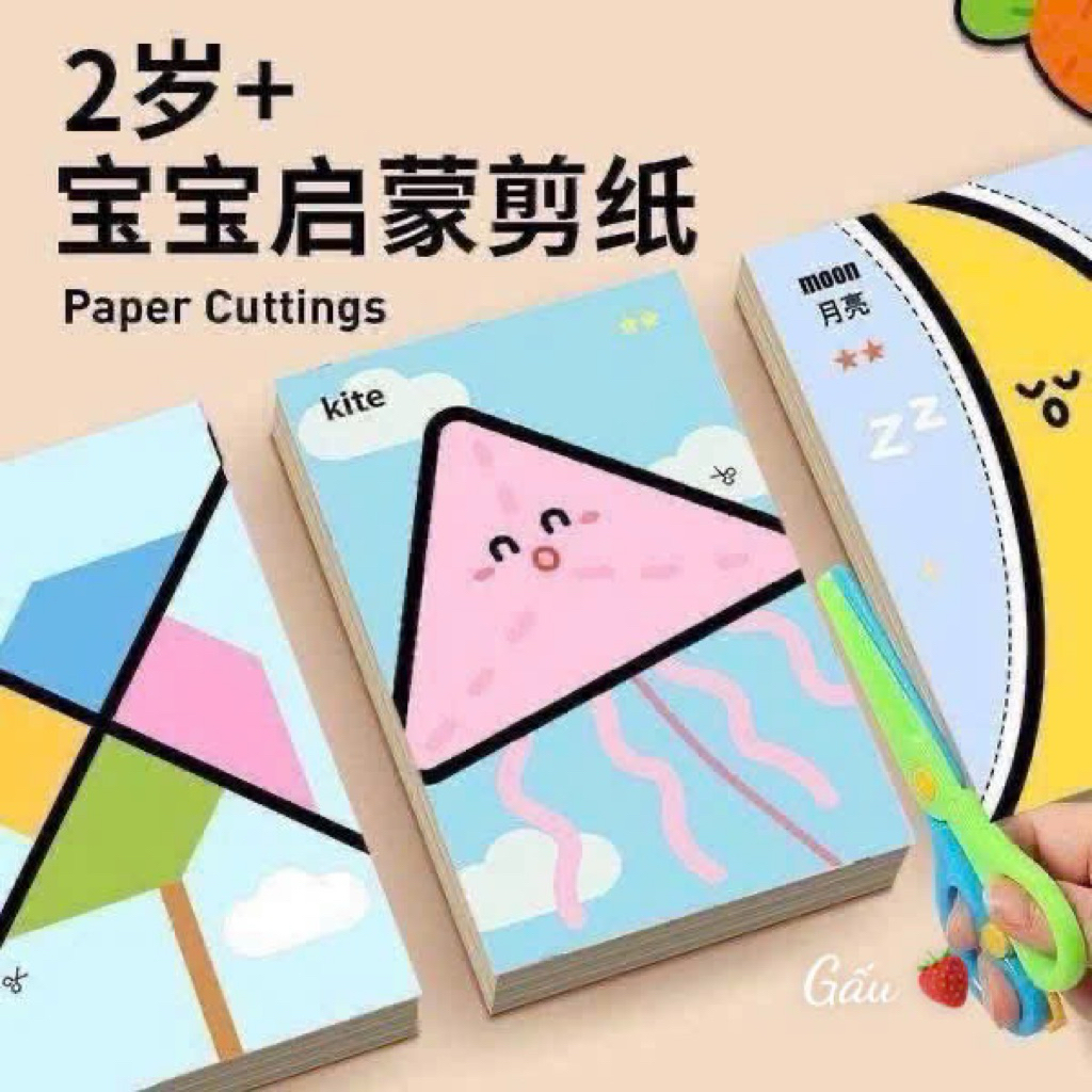 Set giấy cắt 124 tờ kèm 2 kéo cho bé