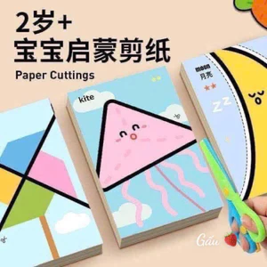 Set giấy cắt 124 tờ kèm 2 kéo cho bé