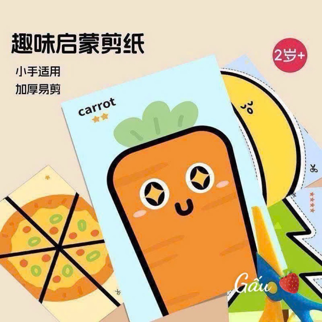 Set giấy cắt 124 tờ kèm 2 kéo cho bé