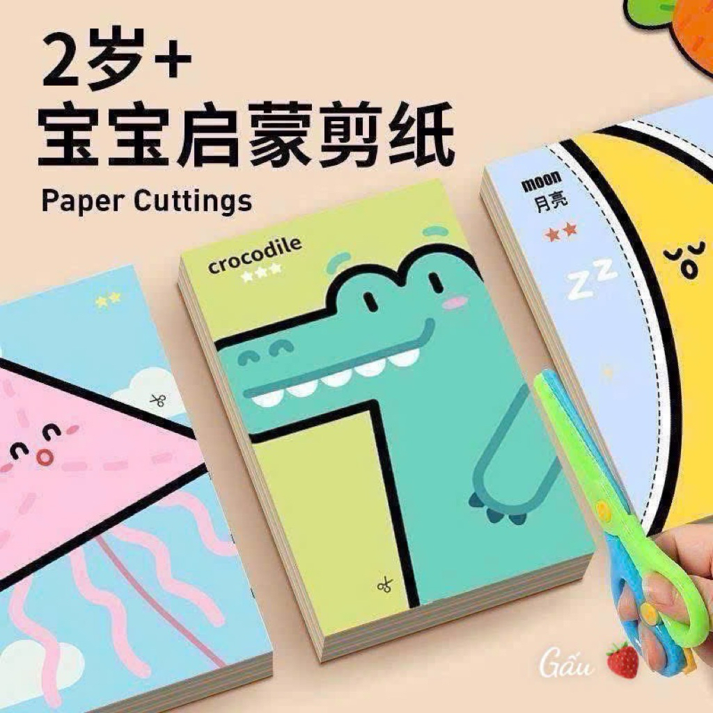 Set giấy cắt 124 tờ kèm 2 kéo cho bé