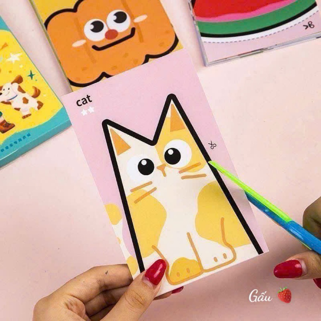 Set giấy cắt 124 tờ kèm 2 kéo cho bé