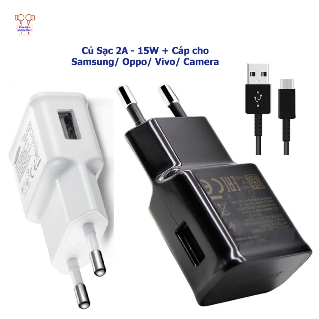 Củ Sạc 2A – Bộ sạc 15W USB Dùng Cho Samsung/ Oppo/ Vivo/ Android/ Camera – Ồn định, Tiện Lợi