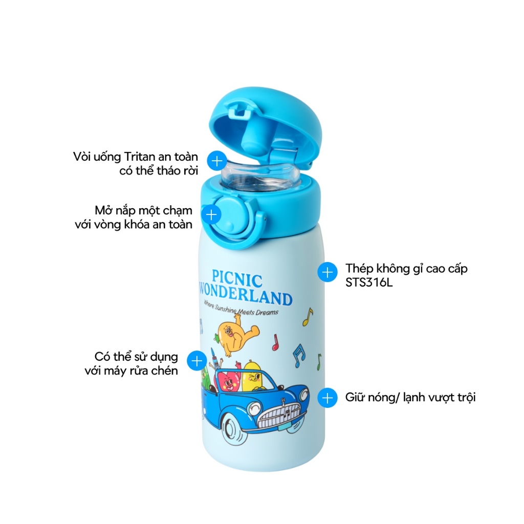 Bình Giữ Nhiệt Cho Bé LocknLock Balloon Friends School Fit Tumbler LHC3384 Inox STS316L, 380ML, 2 Màu - K-MALL