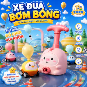 Đồ Chơi Xe Đua Bơm Bóng Kèm Bong Bóng Hình Dáng Siêu Ngộ Nghĩnh Xe Đua Phi Hành Gia Bay - PUPU HOUSE