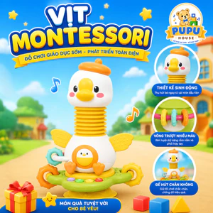 Đồ Chơi Vịt Montessori Cho Bé Sơ Sinh Để Bàn Ăn Cho Bé Ăn Ngoan Có Nhạc Phát Triển Giác Quan Cho Bé - PUPU HOUSE