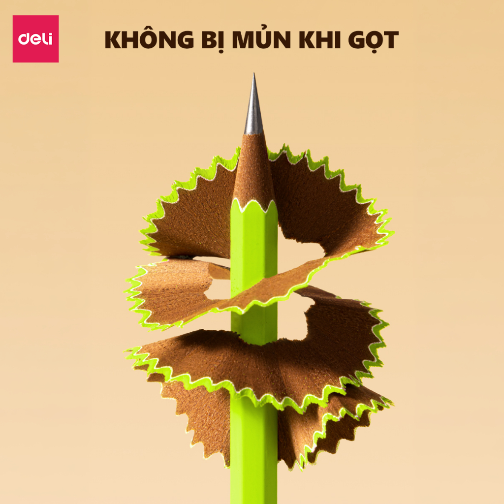 Bút Chì Gỗ 2B HB Deli Nusign NS684/NS743 Lõi Đậm Khó Gãy Dễ Gọt Viết Êm Tay Cho Học Sinh Dân Văn Phòng Màu Matcha Socola