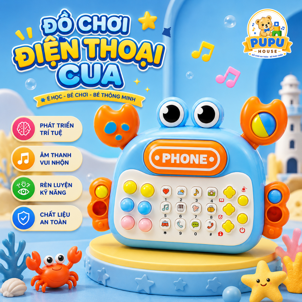 Điện Thoại Đồ Chơi Cho Bé Đồ Chơi Điện Thoại Cua Có Đèn Nhạc Bộ Đồ Chơi Điện Thoại Bàn Kuromi - PUPU HOUSE