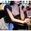 Set Áo Chấm Bi Bánh Bèo Hở Vai Phối Ren Bồng Dáng Ôm Eo Chất Liệu Tafta Cao Cấp Kèm Quần Suông Đi Chơi Xinh