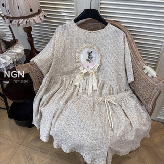 Set Thêu Thỏ Babydoll Kèm Quần KAB [Sẵn]