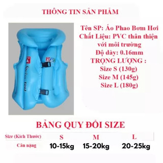 Áo phao bơi trẻ em 1 đến 12 tuổi áo phao bơm hơi cho bé có khóa an toàn hỗ trợ tập bơi