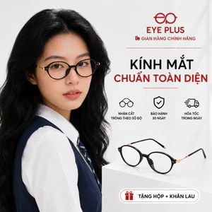 Kính Cận Dáng Oval Nữ Y2k01 Eye Plus Kính Nhựa Tròn Chuôi Kim Loại Bọc Nhựa Kiểu Dáng Thời Trang