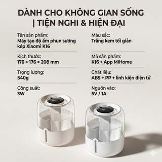 Máy Tạo Độ Ẩm Xiaomi K16 6.8L Phun Sương Kép Điều Khiển MiHome APP