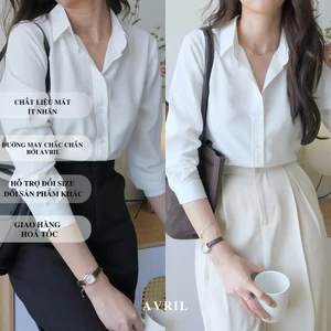 Áo sơ mi nữ màu trắng dài tay form rộng công sở kiểu Hàn Quốc chất mịn AAS441