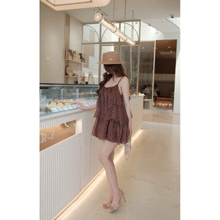 Renny Bbi Dress Váy voan tơ bồng thiết kế bèo tầng dáng baby siu iuu tặng kèm dây hoa