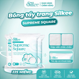 [COMBO 3] Bông tẩy trang Silkee Supreme Square 225 Miếng Vuông - Cotton Mềm Mịn, Không Xơ Bông
