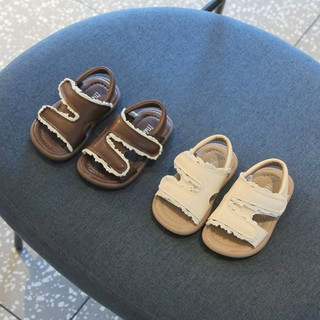 Dép sandal công chúa mùa hè cho bé gái phối viền ren đế chống trơn trượt (form nhỏ)