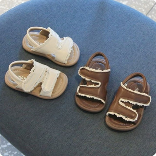 Dép sandal công chúa mùa hè cho bé gái phối viền ren đế chống trơn trượt (form nhỏ)