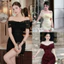 Váy Trễ Vai Chiết Eo Thiết Kế Đi Tiệc Đi Chơi