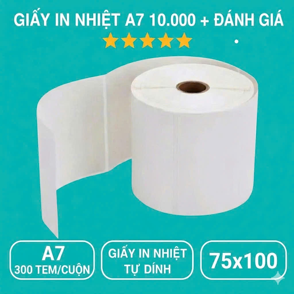 Giấy In Đơn Hàng A7 Tem vận chuyển 75x100 Decal Tự Dán Giấy In Nhiệt In Hóa Đơn 75*100 In Bill Mã Vạch 7.5*10 giấy nhiệt