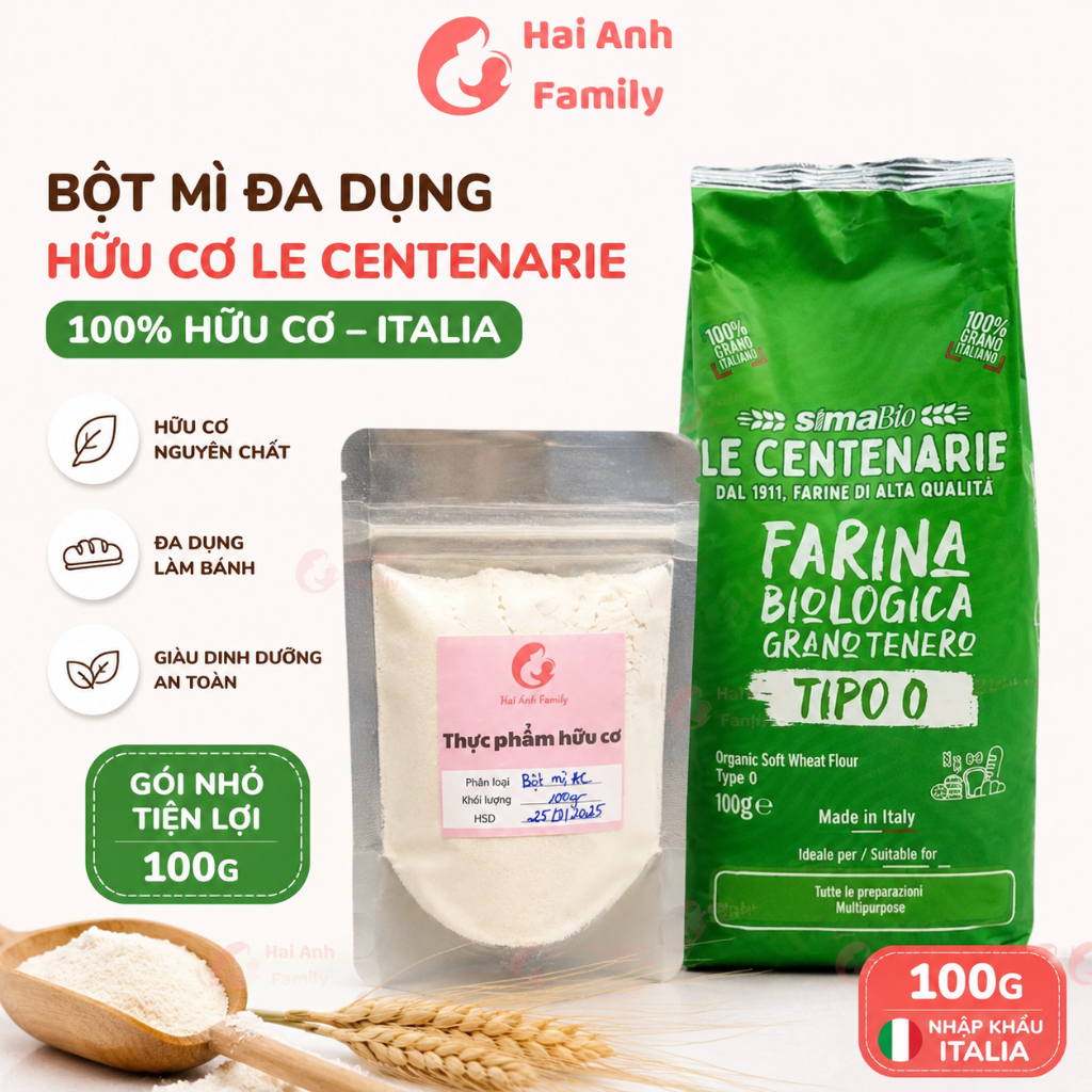 Bột mì đa dụng hữu cơ Le Centenarie gói 100g