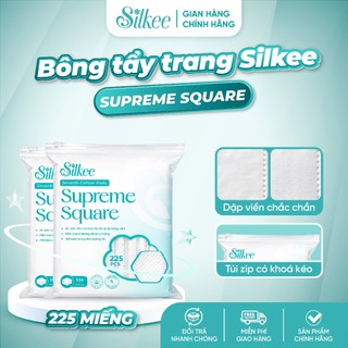 [COMBO 2] Bông tẩy trang Silkee Supreme Square 225 Miếng Vuông - Cotton Mềm Mịn, Không Xơ Bông
