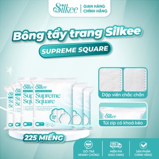 [COMBO 6] Bông tẩy trang Silkee Supreme Square 225 Miếng Vuông - Cotton Mềm Mịn, Không Xơ Bông
