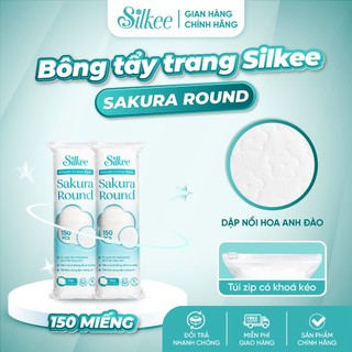 [COMBO 2] Bông tẩy trang Silkee Sakura Round 150 Miếng Tròn - Cotton Mềm Mịn, Không Xơ Bông
