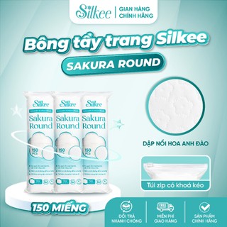 [COMBO 3] Bông tẩy trang Silkee Sakura Round 150 Miếng Tròn - Cotton Mềm Mịn, Không Xơ Bông