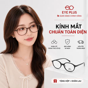 Kính Cận Dáng Oval Nam Nữ 28171 Eye Plus Gọng Kính Nhựa Nguyên Chất Chống Ánh Sáng Xanh Thời Trang