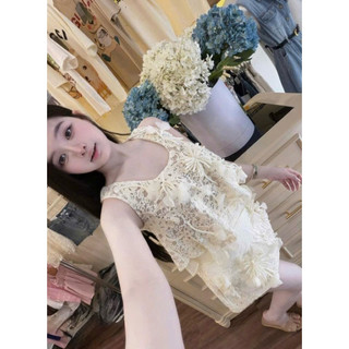 Set Áo Sát Nách Đính Hoa Nơ Thủ Công Mix Chân Váy A