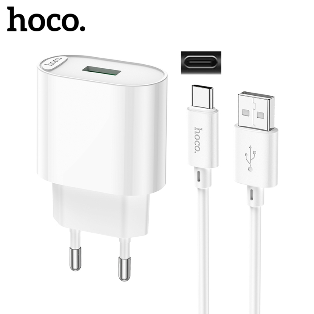 Củ Sạc Nhanh 18W HOCO Kèm Cáp 3 Đầu / Type C / Micro – Sạc USB QC3.0 Cho Android Và Các Dòng ĐT