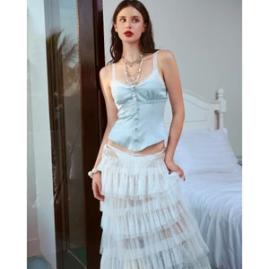 Vivienne Corset Top - Remmus | Áo corset lụa ánh nhung phối ren - BST SUMMER SLUMBER