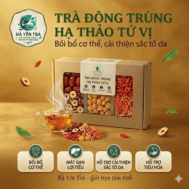Trà Đông Trùng Hạ Thảo Tứ Vị HÀ YÊN TRÀ, Bồi Bổ Sức Khỏe, Tăng Cường Sinh Lực, ĂN NGON NGỦ NGON