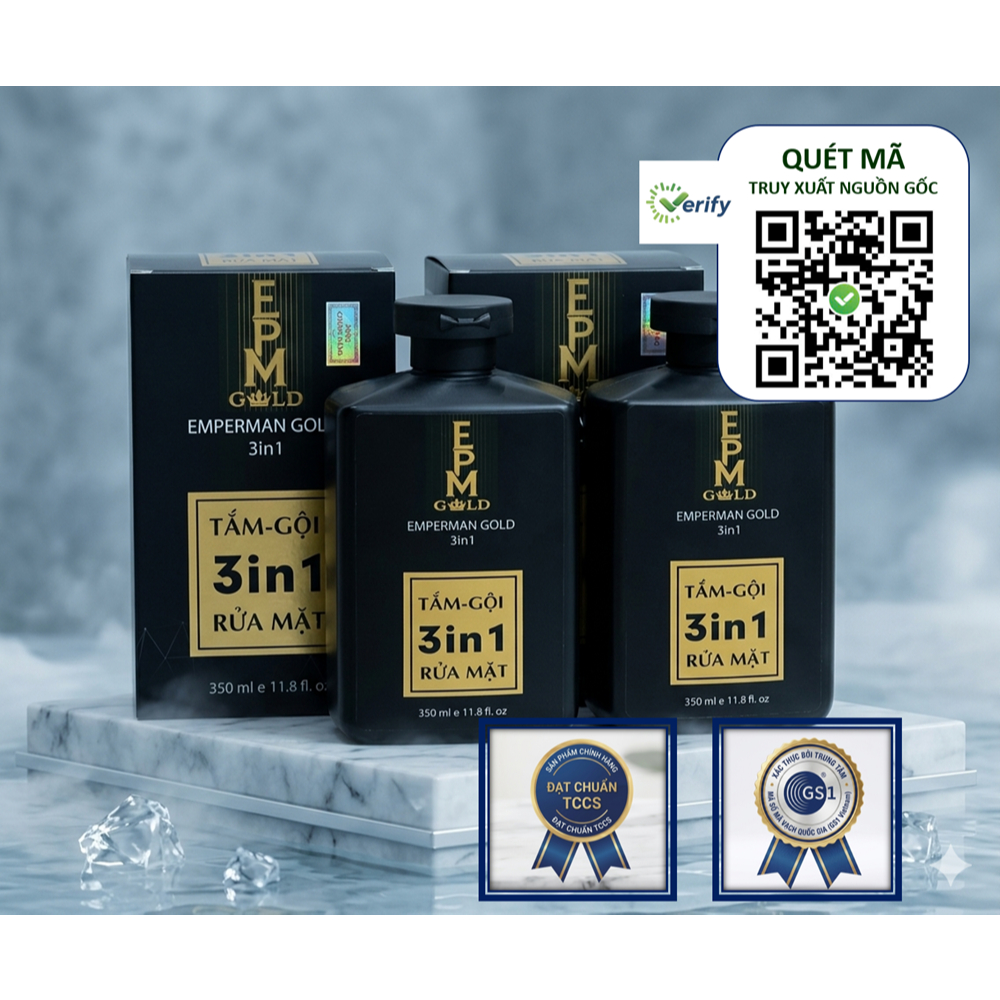 Sữa Tắm Gội Rửa Mặt 3in1 Hương Nước Hoa Dành Cho Nam  Emperman Gold 350ml