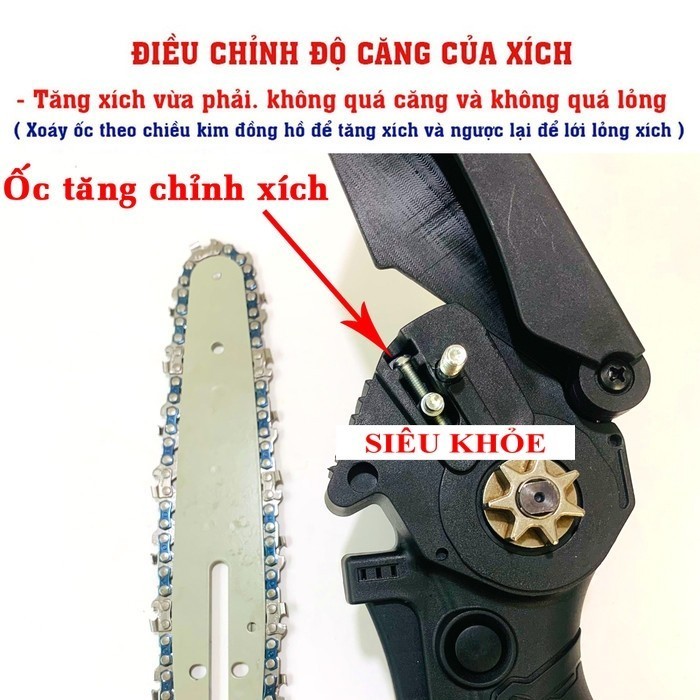 Bộ Máy Cưa Xích Mini Cầm Tay Cưa Gỗ, 2P 199V Lõi Đồng Mạnh Mẽ Bền Bỉ, Hệ Thống Bơm Nhớt Tự Động New 2026, Tiện Lợi, Dễ D