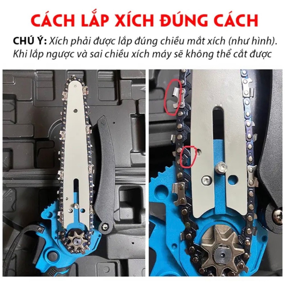 Bộ Máy Cưa Xích Mini Cầm Tay Cưa Gỗ, 2P 199V Lõi Đồng Mạnh Mẽ Bền Bỉ, Hệ Thống Bơm Nhớt Tự Động New 2026, Tiện Lợi, Dễ D
