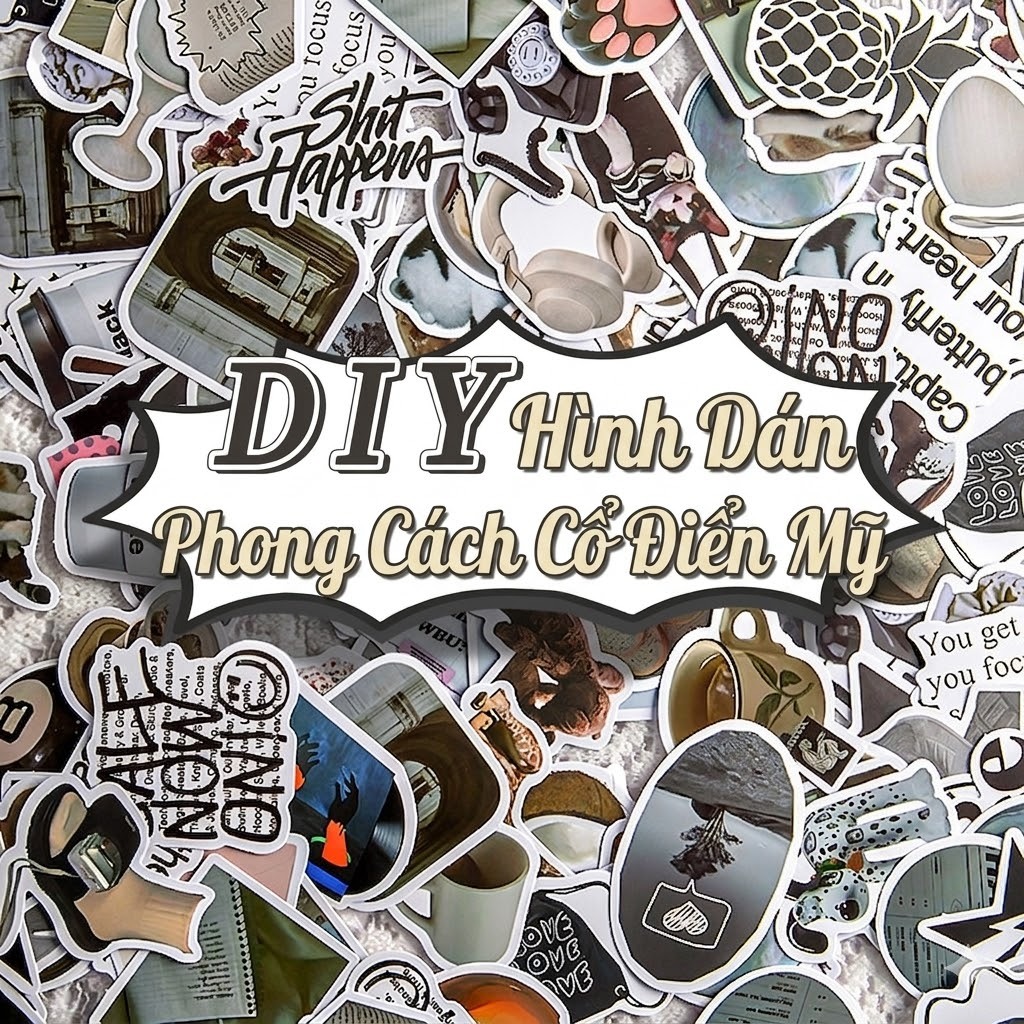 Bộ Sticker Phong Cách Retro, Graffity, Sticker Hoạt Hình Trang Trí Sổ Còng , Điện Thoại , Laptop