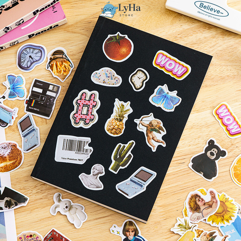 Bộ Sticker Phong Cách Retro, Graffity, Sticker Hoạt Hình Trang Trí Sổ Còng , Điện Thoại , Laptop