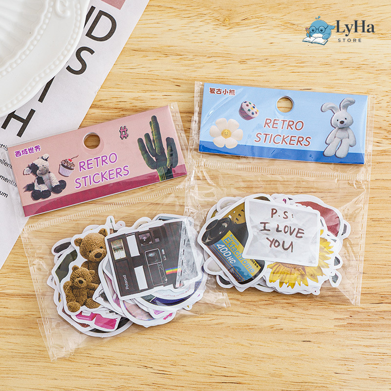 Bộ Sticker Phong Cách Retro, Graffity, Sticker Hoạt Hình Trang Trí Sổ Còng , Điện Thoại , Laptop